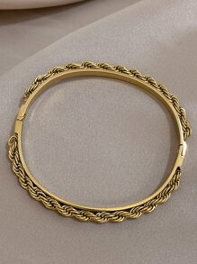 1件扭結造型手鐲，不鏽鋼極簡主義女士手鍊，日常派對珠寶禮物 - 金黃色 - 查看 6