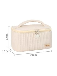 حقيبة مستحضرات تجميل من جلد البولي يوريثان المزرر بتفصيل بسيط، حقيبة تخزين مكياج خفيفة الوزن، حقيبة مستلزمات الحمام بلون واحد، حقيبة مكياج للسفر من جلد البولي يوريثان المزرر، حقائب مكياج ،منظم مكياج