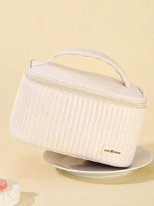 حقيبة مستحضرات تجميل من جلد البولي يوريثان المزرر بتفصيل بسيط، حقيبة تخزين مكياج خفيفة الوزن، حقيبة مستلزمات الحمام بلون واحد، حقيبة مكياج للسفر من جلد البولي يوريثان المزرر، حقائب مكياج ،منظم مكياج