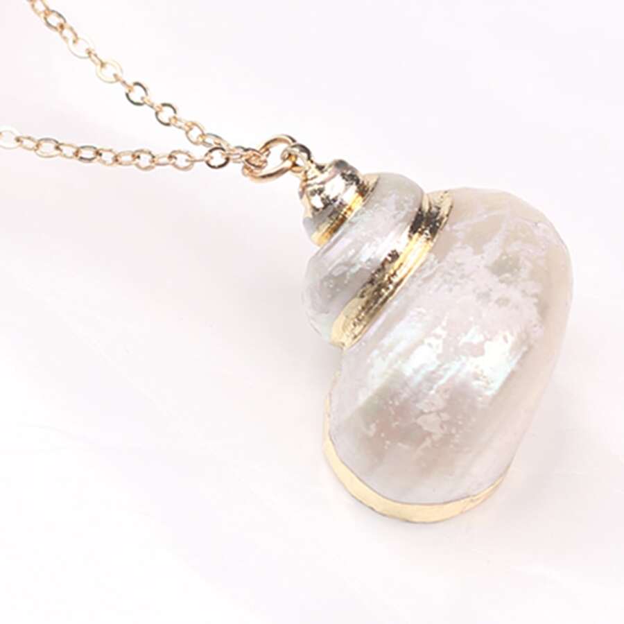 波西米亞海螺殼項鍊貝殼鏈條樣式項鍊禮品適合女士婚禮派對 - 彩色 - 查看 1