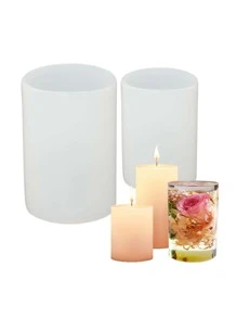 1pc 3d Cylinder Shape Candle Mold, Handmade Diy Silicone Mold For Candle Making