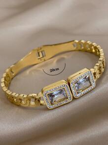 件裝大號氧化鋯不銹鋼手鍊女士豪華袖口手鍊開口派對珠寶禮物