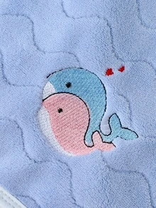1入組加厚吸水珊瑚絨海洋世界海馬刺繡毛巾帶波浪圖案和懸掛設計洗臉/沐浴/淋浴 - 軍綠色 - 查看 8