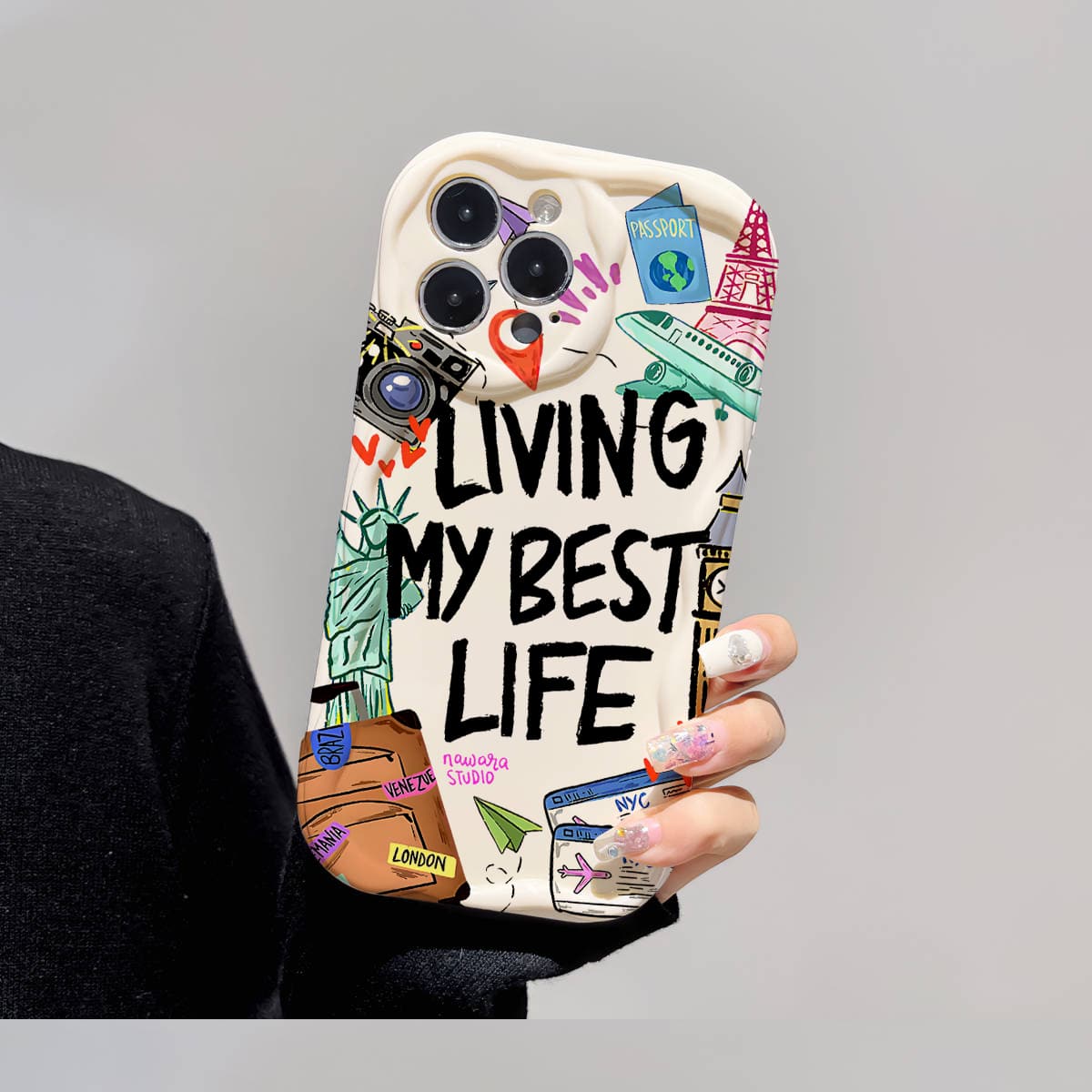 Letter Graphic Phone Case - Multicolor - View 1