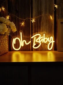 Chi-Buy 1PC Oh Baby LED Neon Sign Treo tường Đèn trang trí nội thất Đèn ngủ dùng nguồn USB cho phòng ngủ của bé, phòng trẻ em, phòng khách, đám cưới, sinh nhật, tiệc tùng, quà tặng bé gái Dấu hiệu neon - Màu vàng - Xem 11