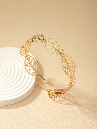 1 Peça Bracelete Minimalista Oco em Formato de Folha