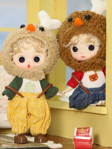 女孩娃娃，可愛5英寸迷你娃娃，適合3歲以上女孩，小女孩童話玩具，黃色 - 黃色 - 查看 4