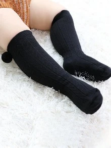 嬰兒中筒襪紅色彩色長筒襪防滑毛球針織室內地板襪聖誕新年禮物新奇有趣