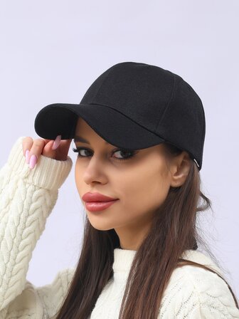 1入組女士素色極簡休閒棒球帽適用於戶外遊玩