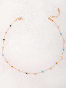 imoli 1pc Simple Metallic Square Pendant Necklace For Women, Party Gift - Colorful - View 7