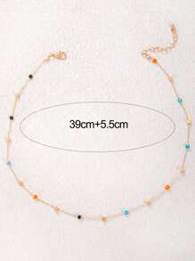 imoli 1pc Simple Metallic Square Pendant Necklace For Women, Party Gift - Colorful - View 9