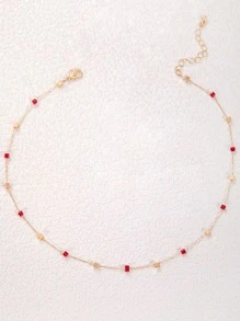 imoli 1入組簡約風方形合金項鏈,女士派對禮物 - 紅色 - 查看 5