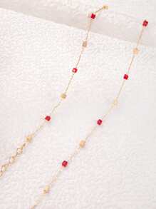 imoli 1入組簡約風方形合金項鏈,女士派對禮物 - 紅色 - 查看 4