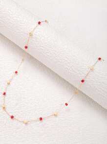 imoli 1入組簡約風方形合金項鏈,女士派對禮物 - 紅色 - 查看 3
