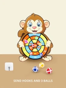 1 件卡通動物飛鏢盤帶隨機顏色黏球、兒童益智玩具和互動家庭遊戲 - 棕色 - 查看 3