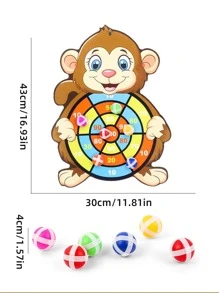 1 件卡通動物飛鏢盤帶隨機顏色黏球、兒童益智玩具和互動家庭遊戲 - 棕色 - 查看 2