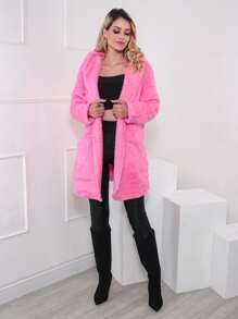 Women Trench Coats - Màu Hồng Tươi - Xem 3