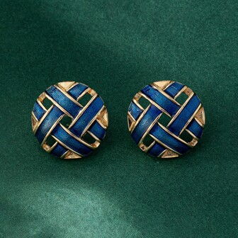 1 对全新时尚复古金属几何花卉耳钉