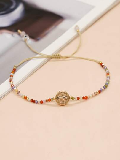 1 pieza Pulsera de cuerda zirconia cúbica adorno cuenta