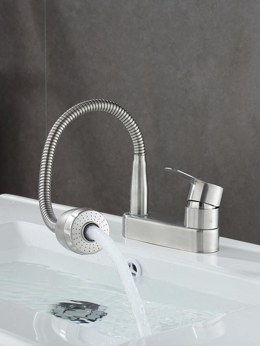 1 件可旋轉雙孔浴室水槽水龍頭,附冷熱水混合器、廚房水龍頭、洗臉盆龍頭、盥洗室 - 香檳色 - 查看 1