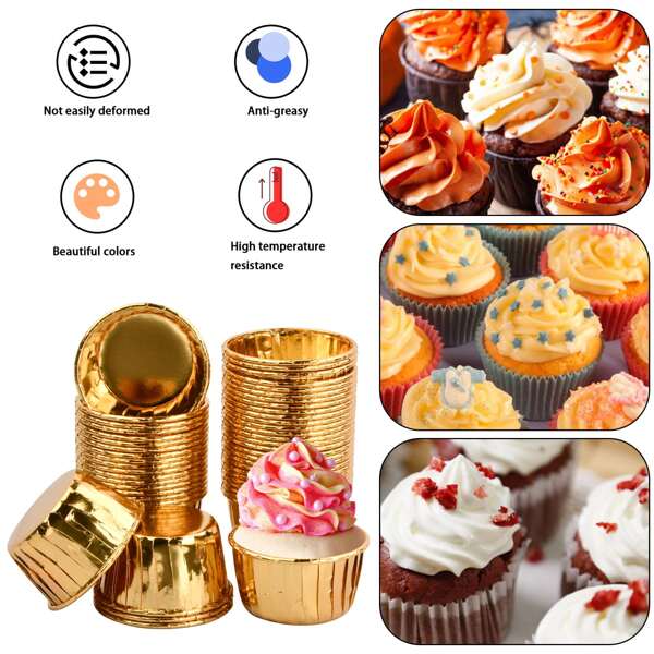 Pack of 50 Paper Cake Moulds, Cupcake Moulds, Paper Cases for Muffins