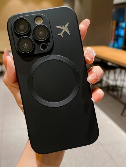 苹果简约液态磨砂磁吸金属平面纹防震手机壳 适用于 11/12/13/14/15/16 Pro/Max 防水防摔防刮