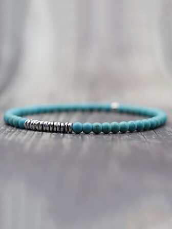 1Pc Boho Two Tone Beaded Bracelet For Men For Daily Decoration Jewelry Gift Fashion Punk Popular For A Stylish Look