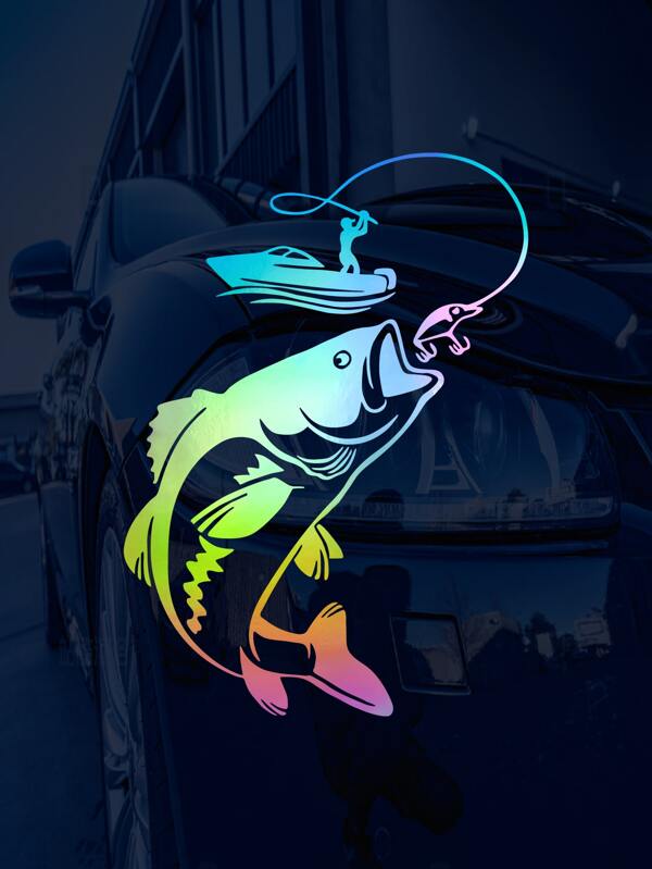 1 pezzo pesca pescatore Adesivi per auto laser Adesivo camion Paraurti Decalcomania in vinile