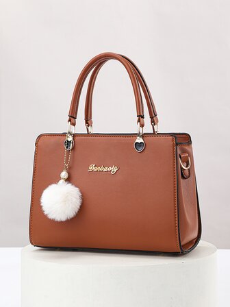 可調節 雙把手休閒 優雅 時尚 極簡圓球 多層斜跨包格子 純色女士手提包