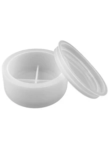 自制圆形硅胶容器模具带盖用于制作花盆、水泥、石膏工艺品 - 白色 - 查看 5