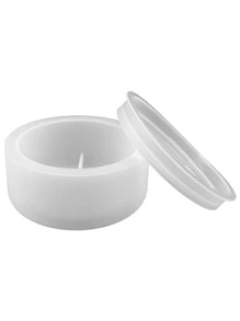 自制圆形硅胶容器模具带盖用于制作花盆、水泥、石膏工艺品 - 白色 - 查看 4