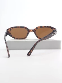 1 pereche de ochelari cu rame geometrice cu imprimeu leopard, cu temple decorative pentru femei
