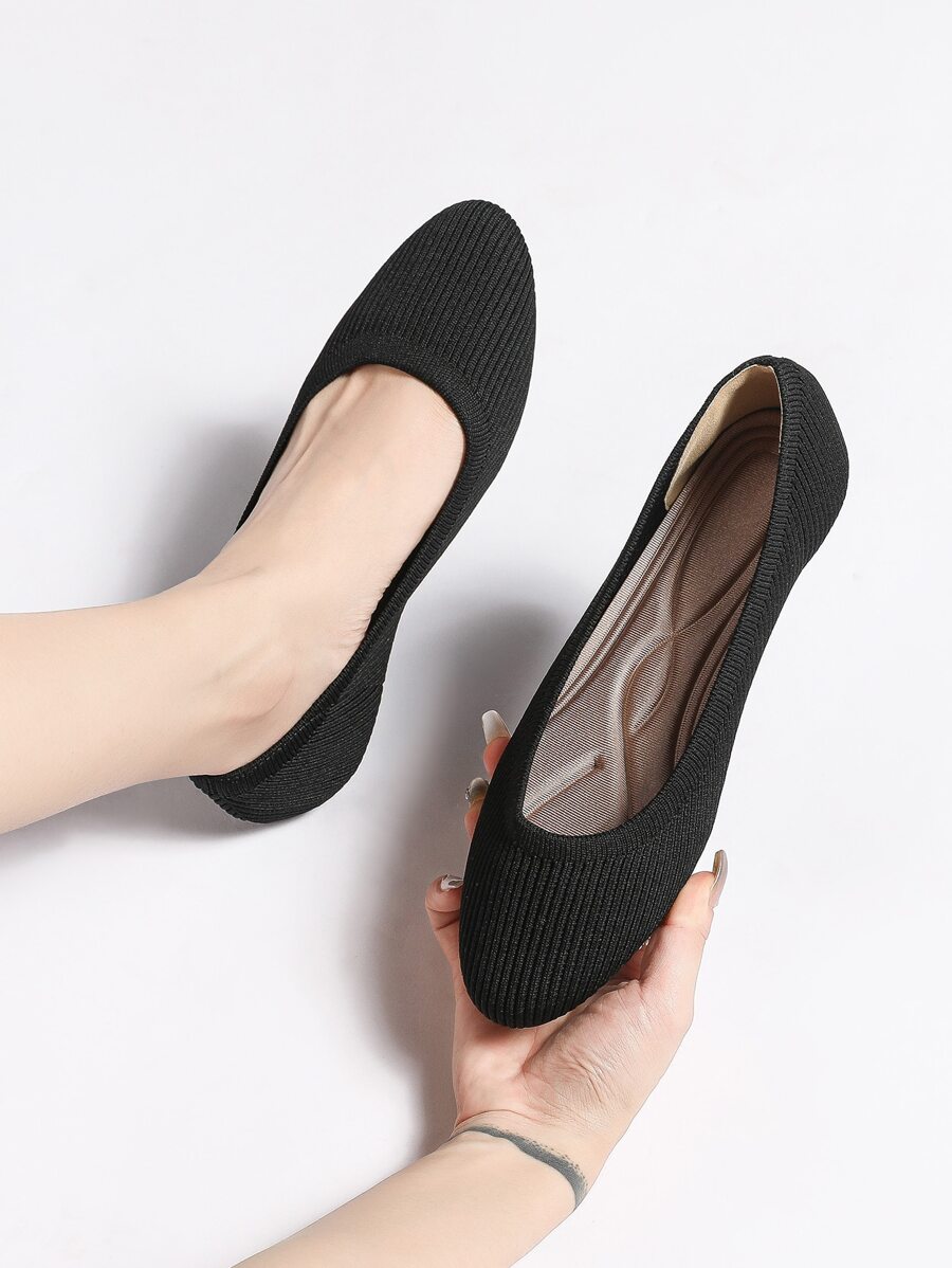 2023 Mùa Thu Hàng Mới Về Nữ Dệt Kim Đế Cao Su Thoáng Khí Đế Nhẹ, Plus Size ( 41-44 ) - màu đen - Xem 1