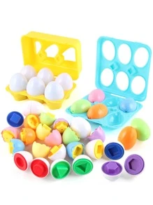 6 件/套婴儿学习益智玩具智能蛋玩具游戏形状匹配分类玩具蒙特梭利鸡蛋玩具儿童（随机发送）（部分零件可能随机）（新旧包装随机） - 白色 - 查看 4