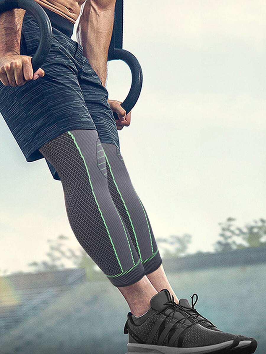 Professional Half Moon Cartilage Injury Running & Basketball Sports Knee Brace For Men, Badminton Extra-long Sleeve Knee Guard For Women, Keep Warm - Green - View 1