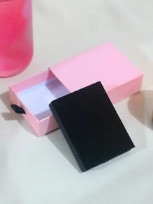 1pc Solid Color Pink Jewelry Box With Drawer For Earrings, Rings, Necklaces, Bracelets And Other Accessories Storage