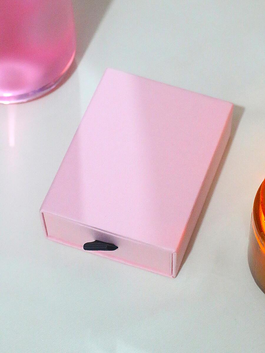 1pc Solid Color Pink Jewelry Box With Drawer For Earrings, Rings, Necklaces, Bracelets And Other Accessories Storage