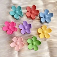 8pcs/Set Random Color Matte Finish Candy-Colored Flower Hair Clips, Hair Grips For Women's Updo Hairstyles In Summer Claw Clips Hair Slide Hair Barrettes