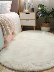 1pc Solid Color Anti-slip Carpet - Beige - View 8