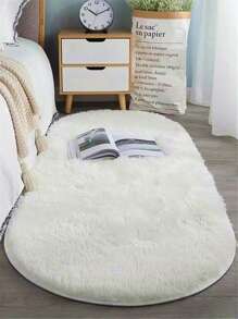 1pc Solid Color Anti-slip Carpet - Beige - View 2