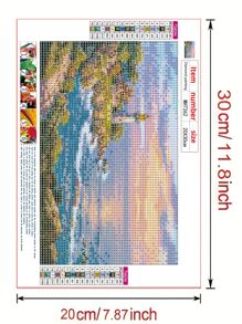 1套燈塔在海濱DIY鑽石畫(無框)風景藝術家庭裝飾禮品