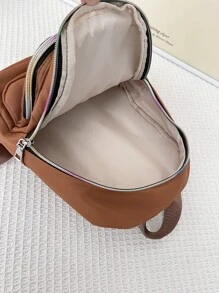 新款休閒輕便時尚撞色小後背包帶搭配配件 - 棕色 - 查看 5