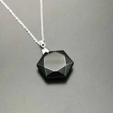 正品天然石六角形項鍊治療水晶吊墜，可調節天然寶石項鍊靈氣石英首飾男士女士 - 杏色 - 查看 6