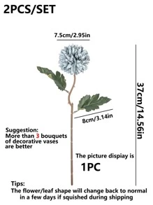 1/2/5/12PCS仿真球菊花绣花球婚礼装饰家居花瓶摆件餐厅客厅卧室床头插花新娘手捧花腕花胸花材料生日派对装饰材料新年情人节礼物秋季装饰秋季 - 霧霾藍 - 查看 3