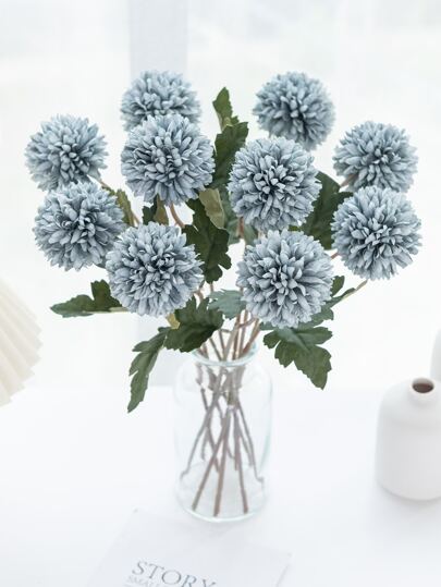 1/2/5/12PCS仿真球菊花绣花球婚礼装饰家居花瓶摆件餐厅客厅卧室床头插花新娘手捧花腕花胸花材料生日派对装饰材料新年情人节礼物秋季装饰秋季