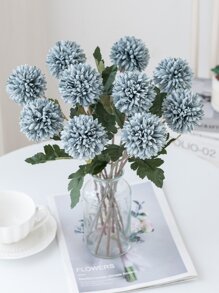 1/2/5/12PCS仿真球菊花绣花球婚礼装饰家居花瓶摆件餐厅客厅卧室床头插花新娘手捧花腕花胸花材料生日派对装饰材料新年情人节礼物秋季装饰秋季 - 霧霾藍 - 查看 2