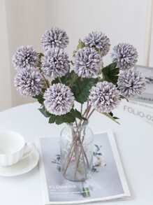 2入/5入藝術球、菊花、繡球，婚禮裝飾、家用花瓶、餐廳、客廳、臥室、床頭花藝擺設、新娘手持花、手腕花、胸花材料、生日派對裝飾材料、情人節新年禮物 - 淺灰紫 - 查看 6