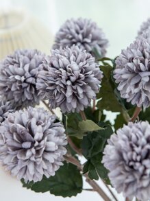 2入/5入藝術球、菊花、繡球，婚禮裝飾、家用花瓶、餐廳、客廳、臥室、床頭花藝擺設、新娘手持花、手腕花、胸花材料、生日派對裝飾材料、情人節新年禮物 - 淺灰紫 - 查看 5
