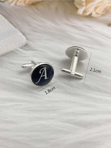 1Pair Men Letter Graphic Cufflinks Copper Multicolor - Multicolor - View 3