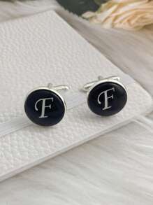 1Pair Men Letter Graphic Cufflinks Copper Multicolor - Multicolor - View 4